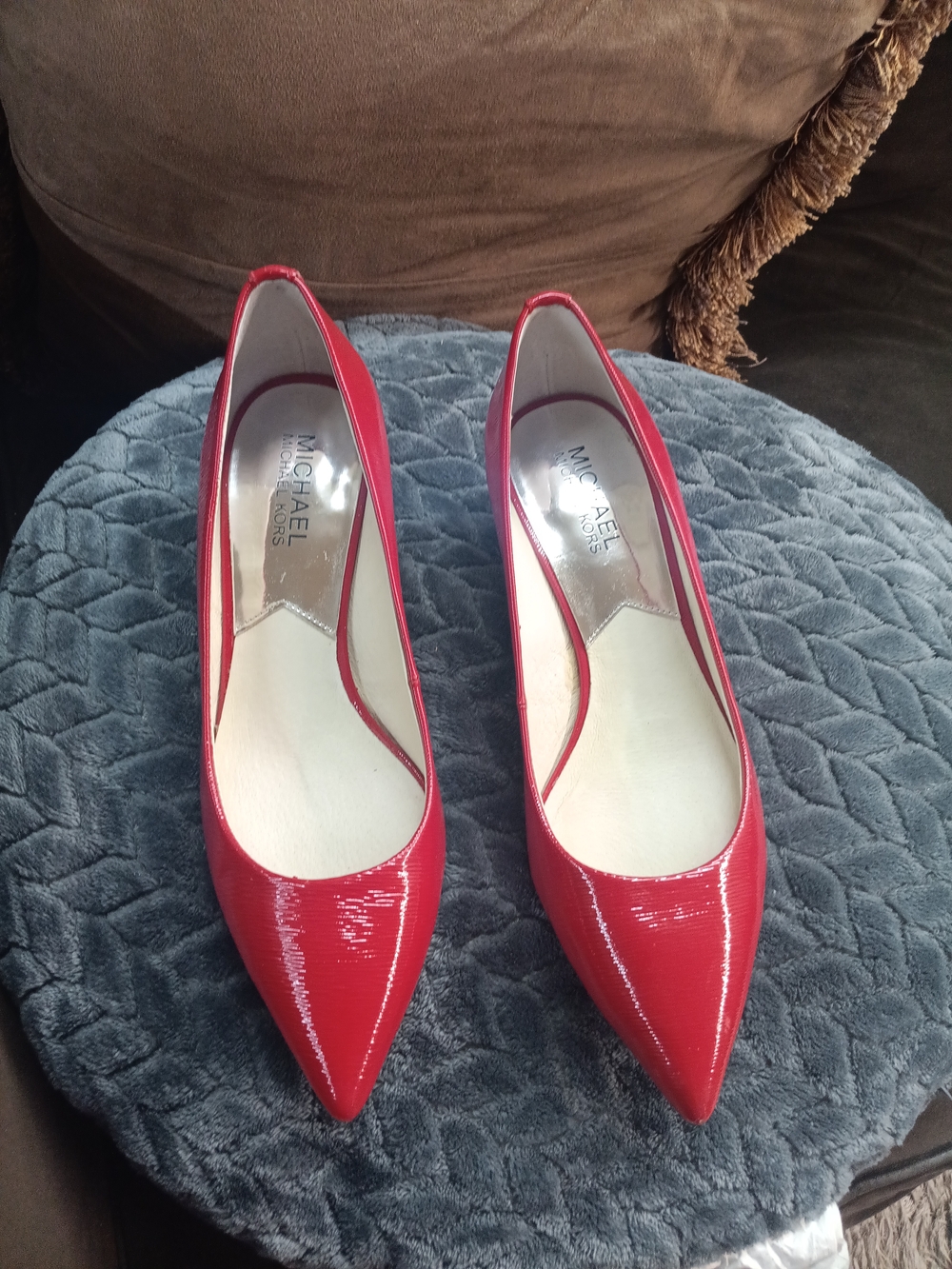 Michael Kors Bright Red Patent Pointed-Toe Stiletto Pumps - Picture 3 of 10
